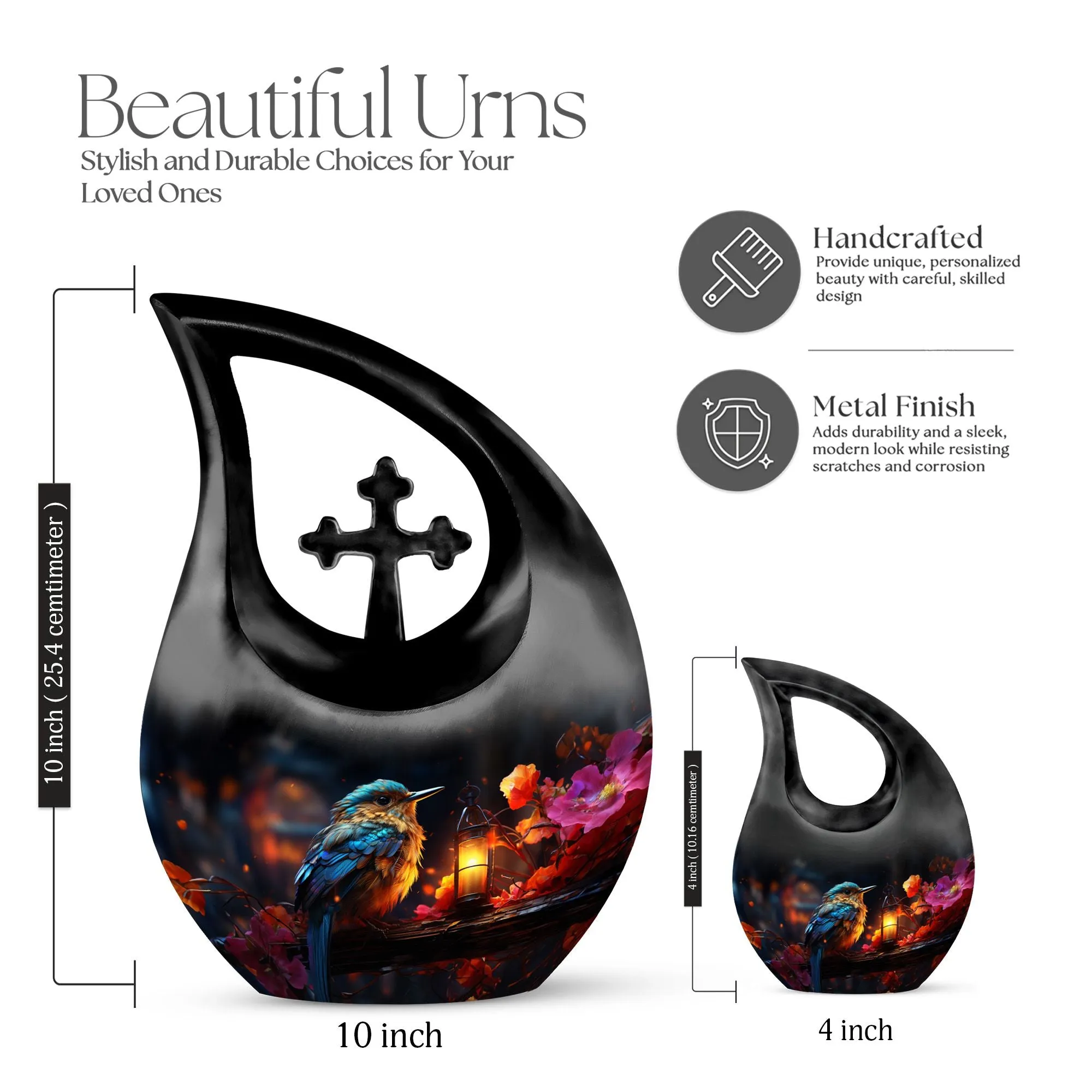 A Kingfisher's Glow - Cross Drop Memorial Urn Keepsake