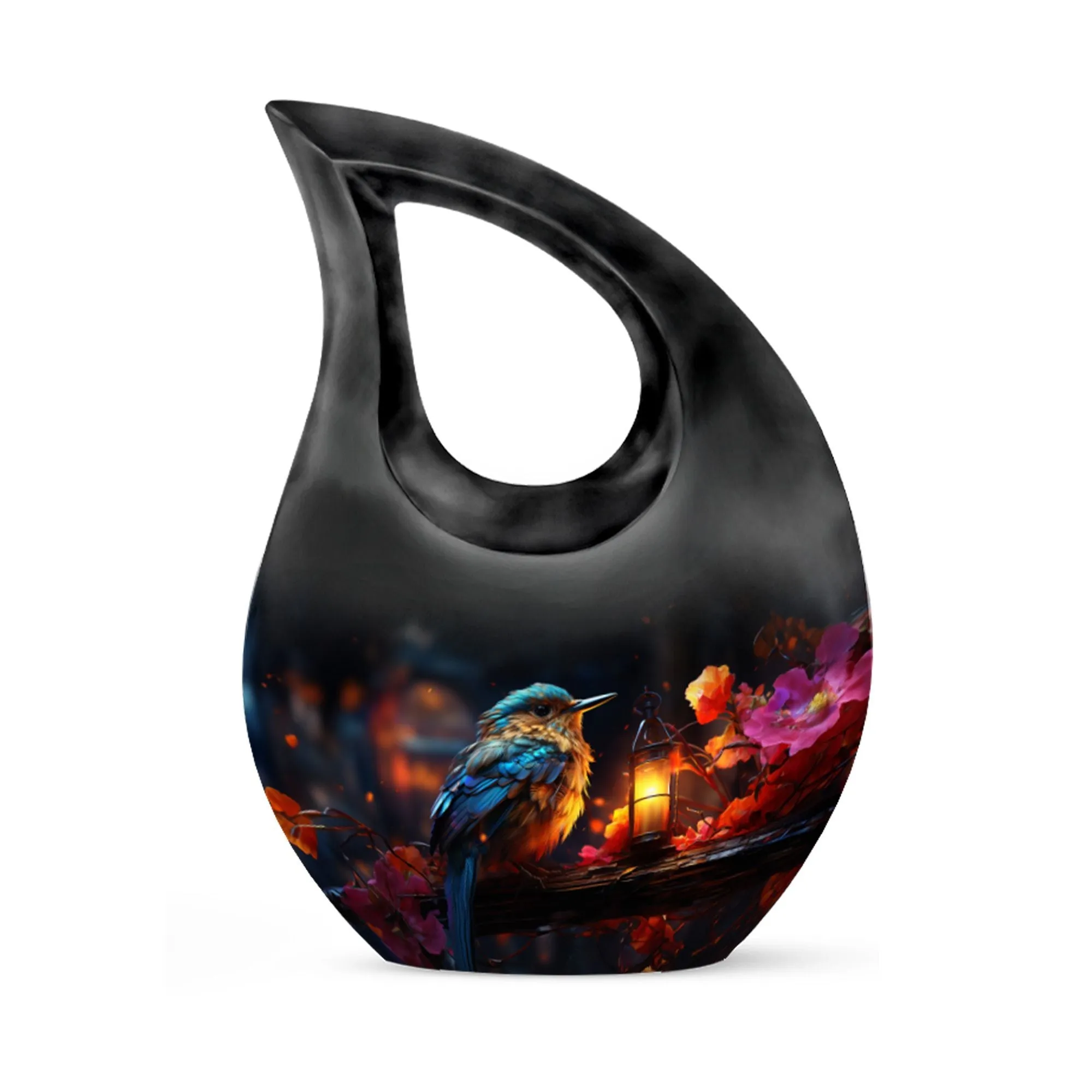 A Kingfisher's Glow - Cross Drop Memorial Urn Keepsake