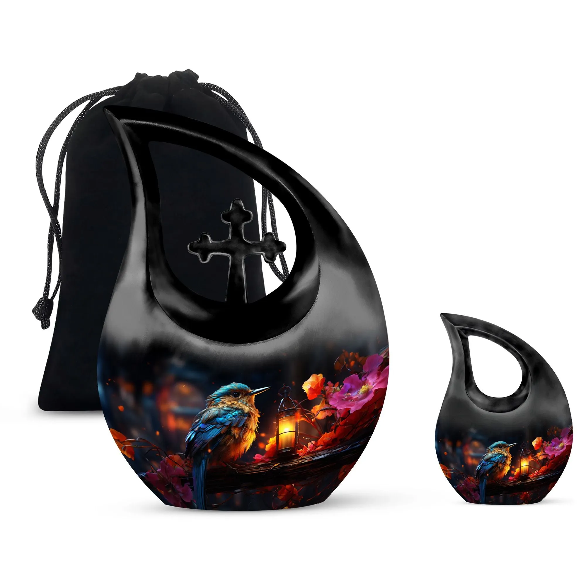 A Kingfisher's Glow - Cross Drop Memorial Urn Keepsake