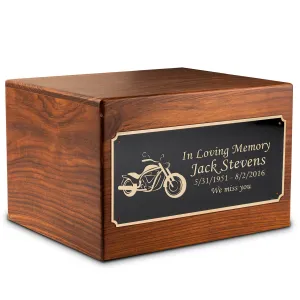Adult Aura Motorcycle Custom Engraved Solid Wood Box Cremation Urn
