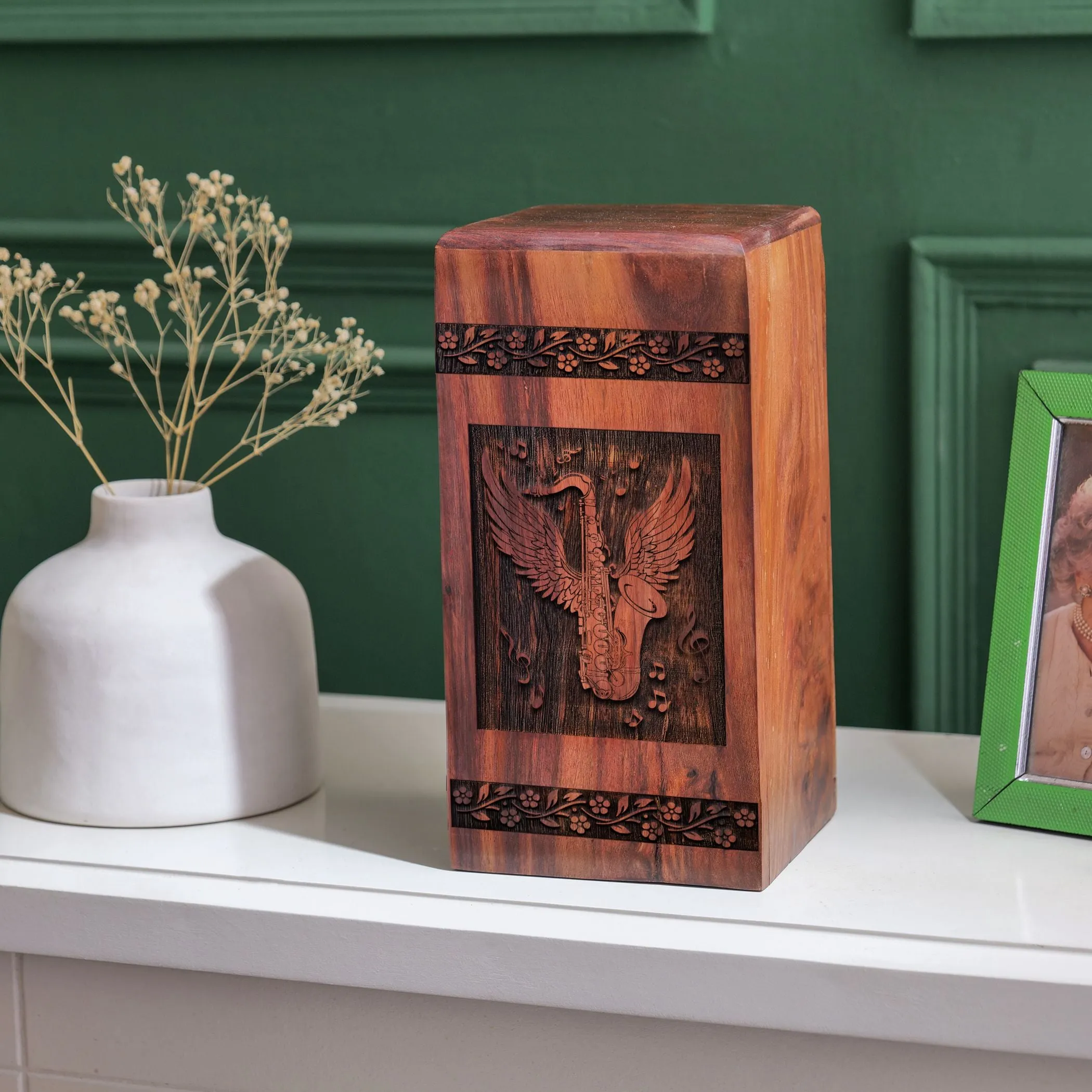 Adult Cremation Ashes Urns, Music Lovers Wood Memorial Collectibles