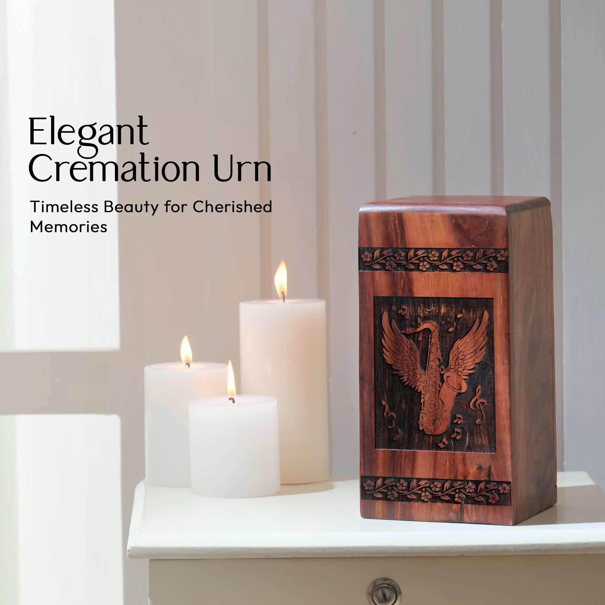 Adult Cremation Ashes Urns, Music Lovers Wood Memorial Collectibles