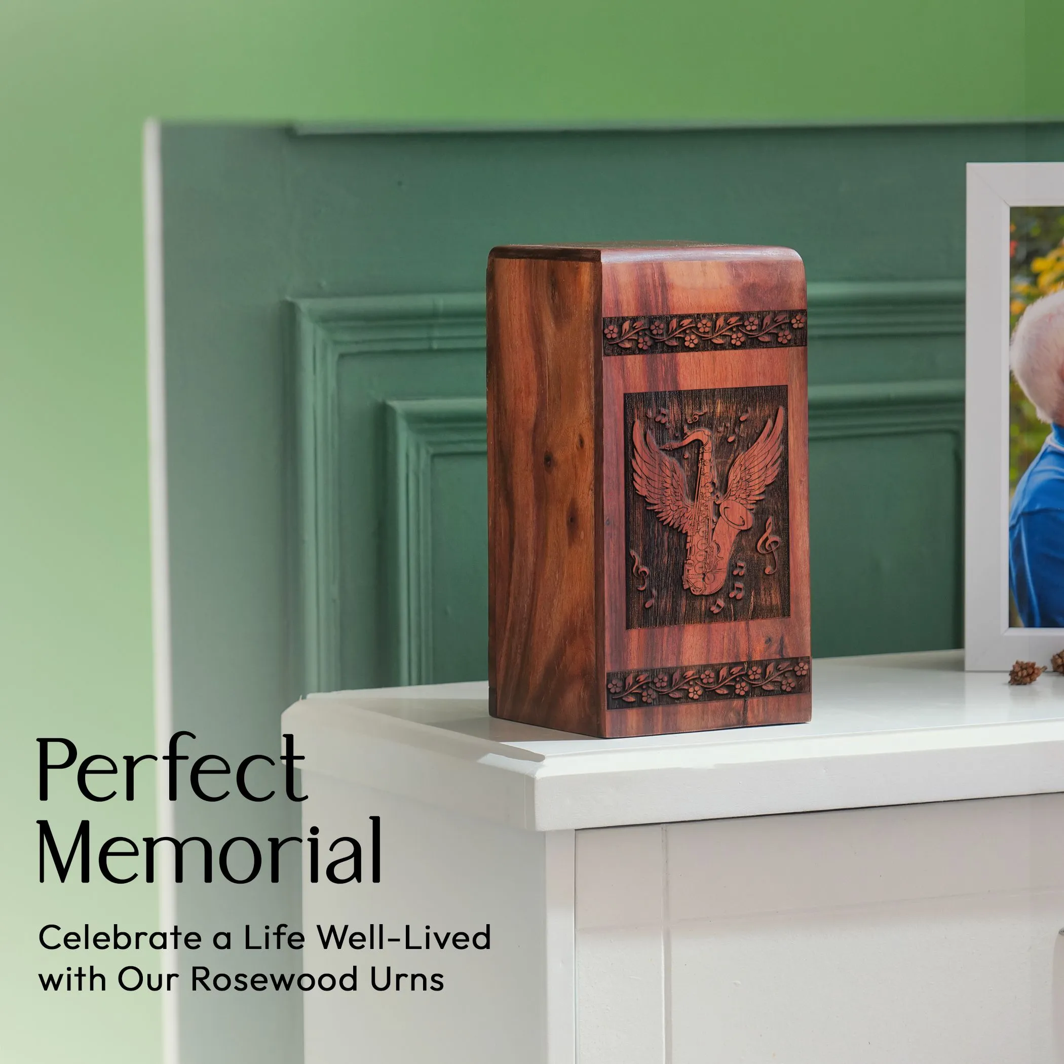Adult Cremation Ashes Urns, Music Lovers Wood Memorial Collectibles