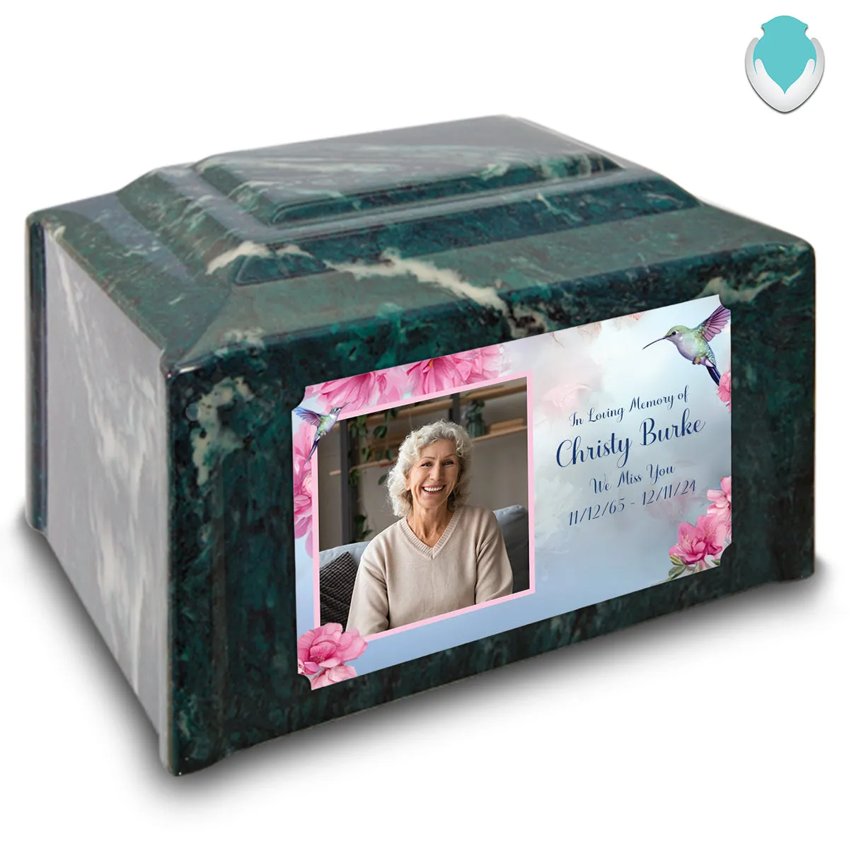 Adult Devotion Custom Printed Photo Hummingbird Cultured Marble Urn for Ashes