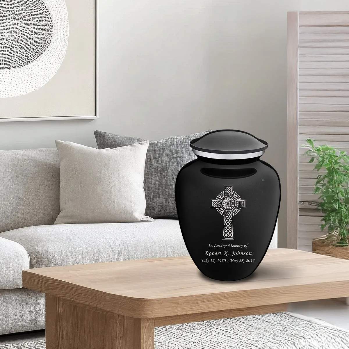 Adult Embrace Black Celtic Cross Cremation Urn