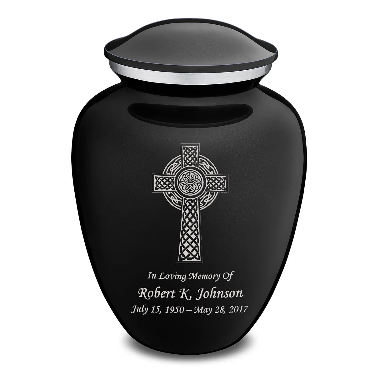 Adult Embrace Black Celtic Cross Cremation Urn