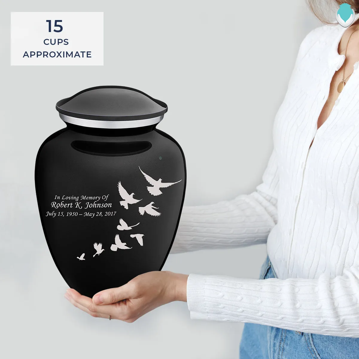 Adult Embrace Black Doves Cremation Urn