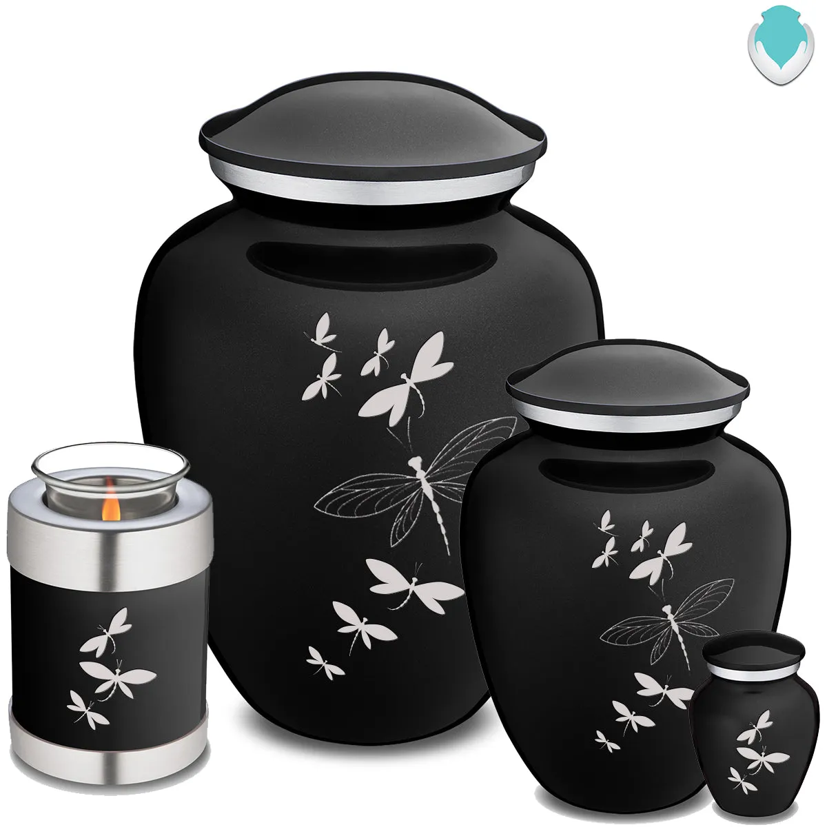 Adult Embrace Black Dragonflies Cremation Urn