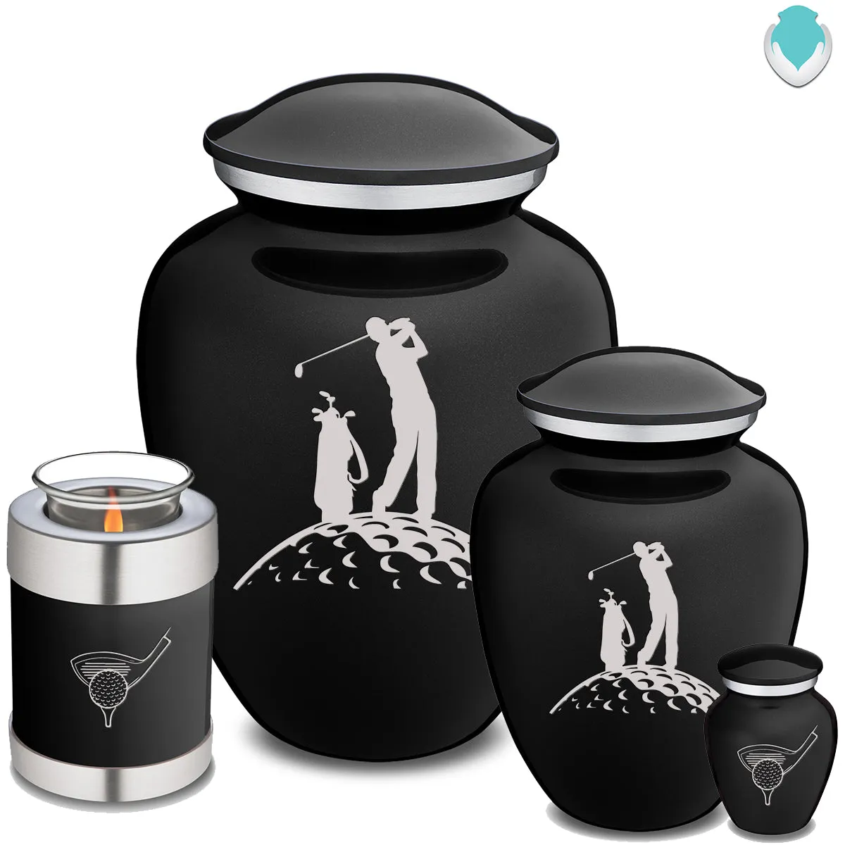 Adult Embrace Black Golfer Cremation Urn