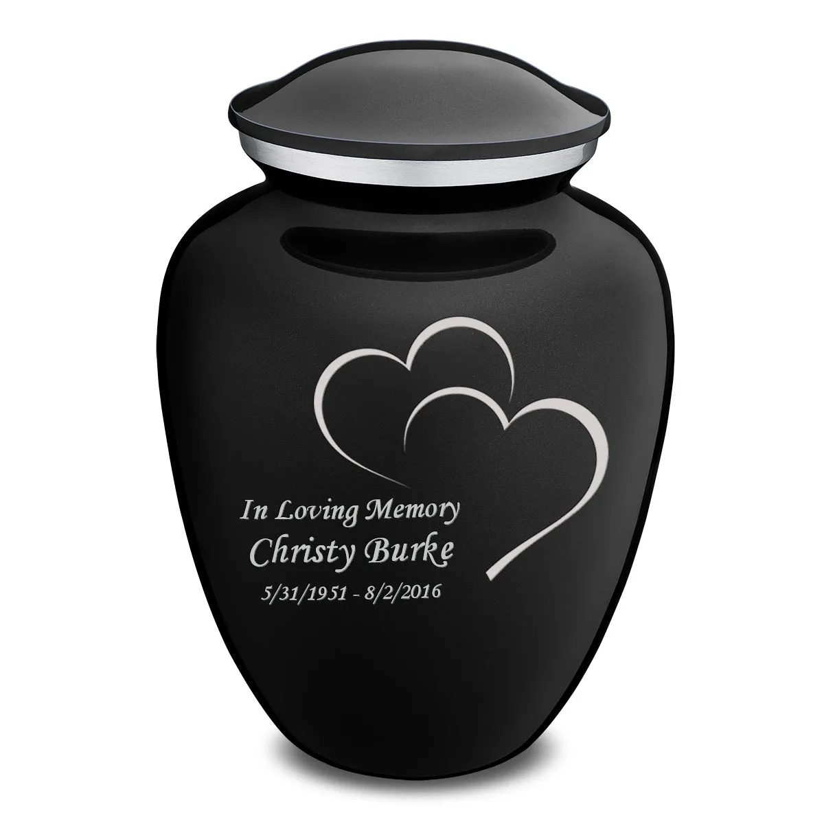 Adult Embrace Black Hearts Cremation Urn