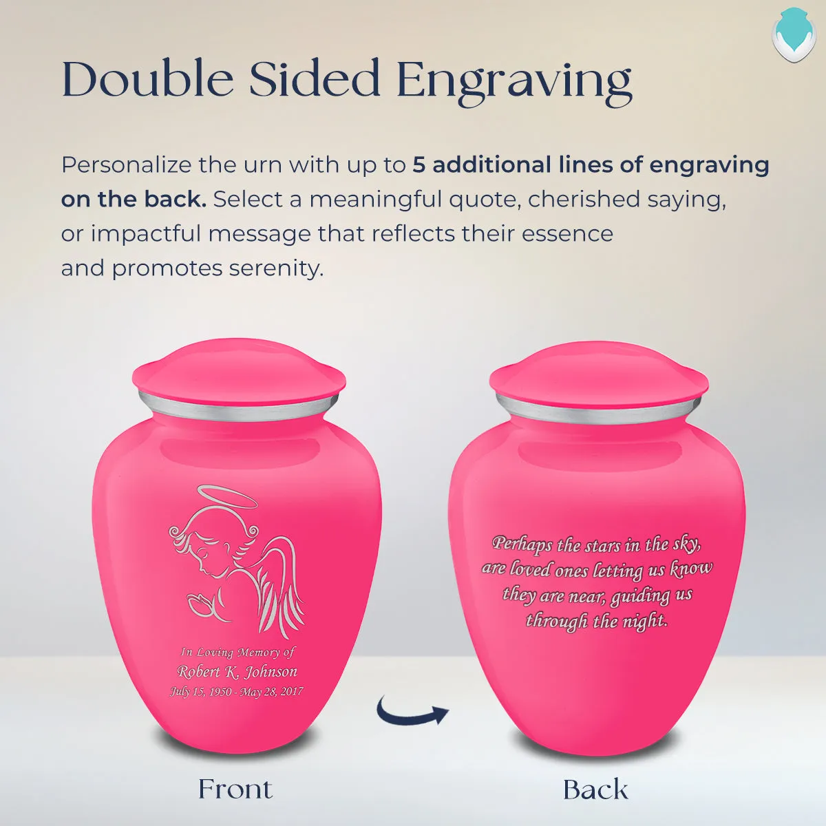 Adult Embrace Bright Pink Angel Cremation Urn