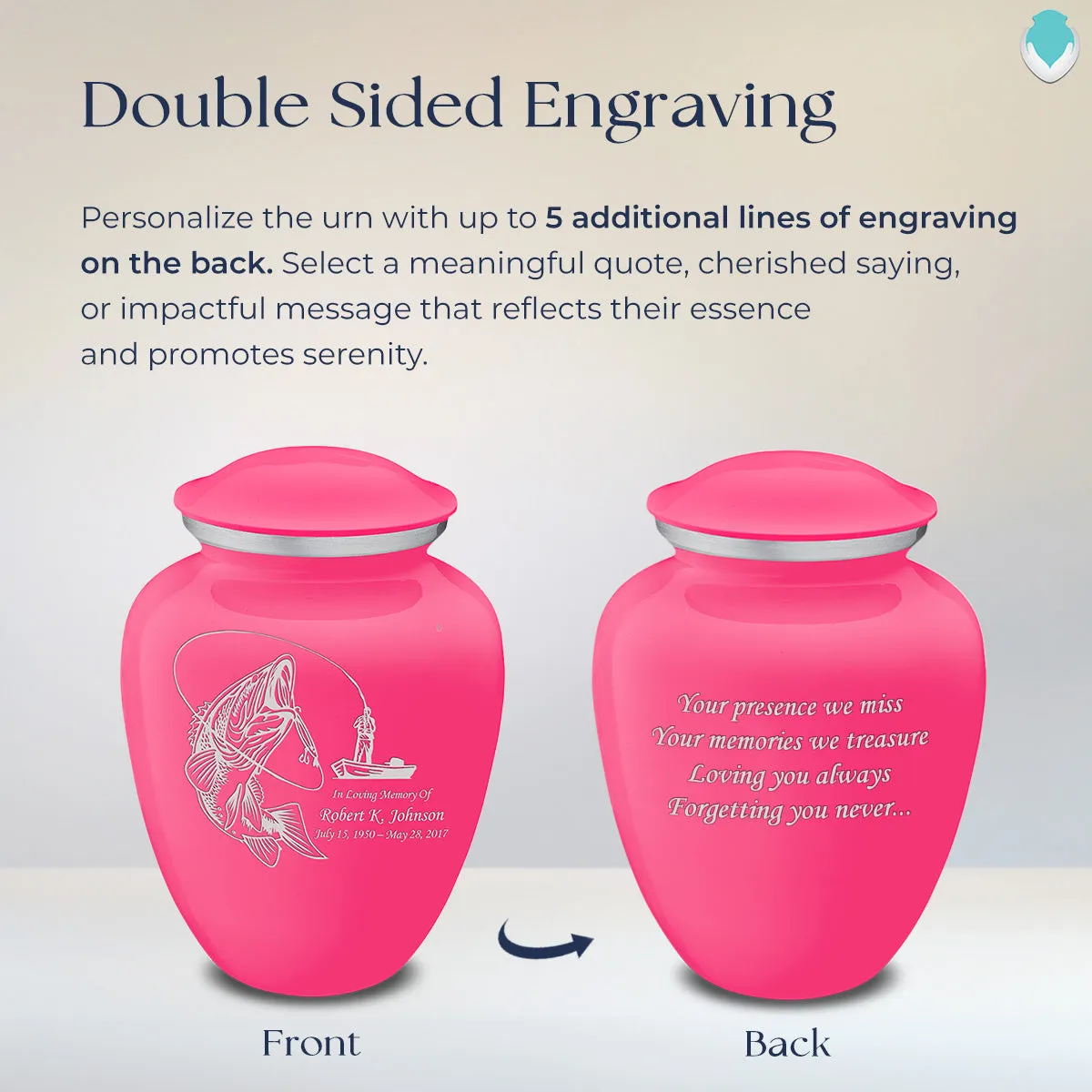 Adult Embrace Bright Pink Fishing Cremation Urn