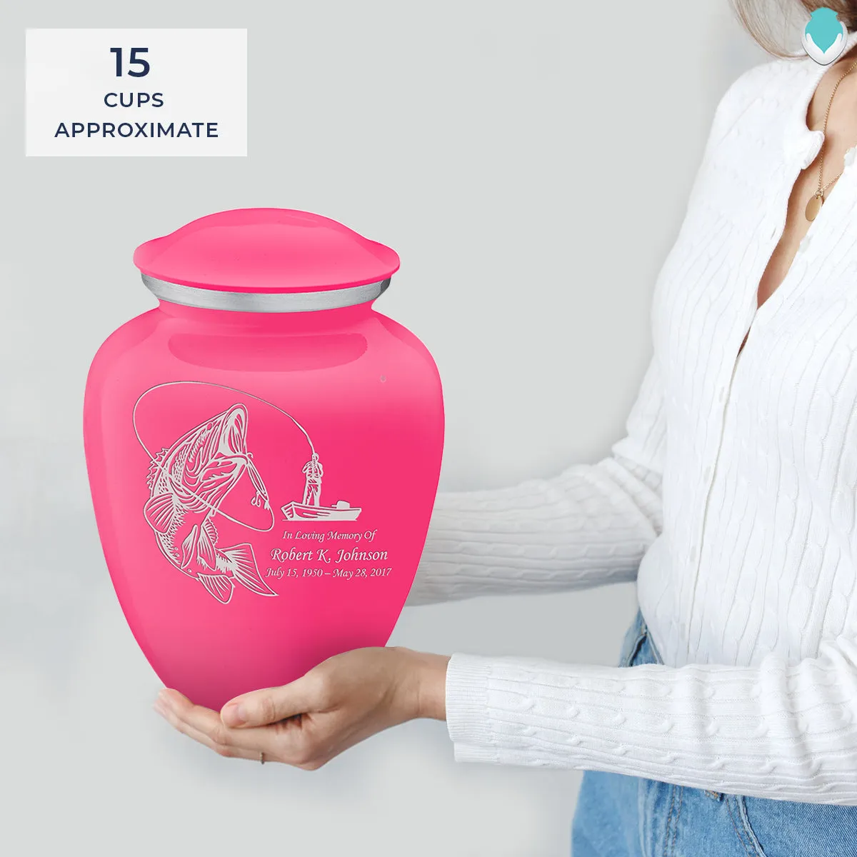 Adult Embrace Bright Pink Fishing Cremation Urn