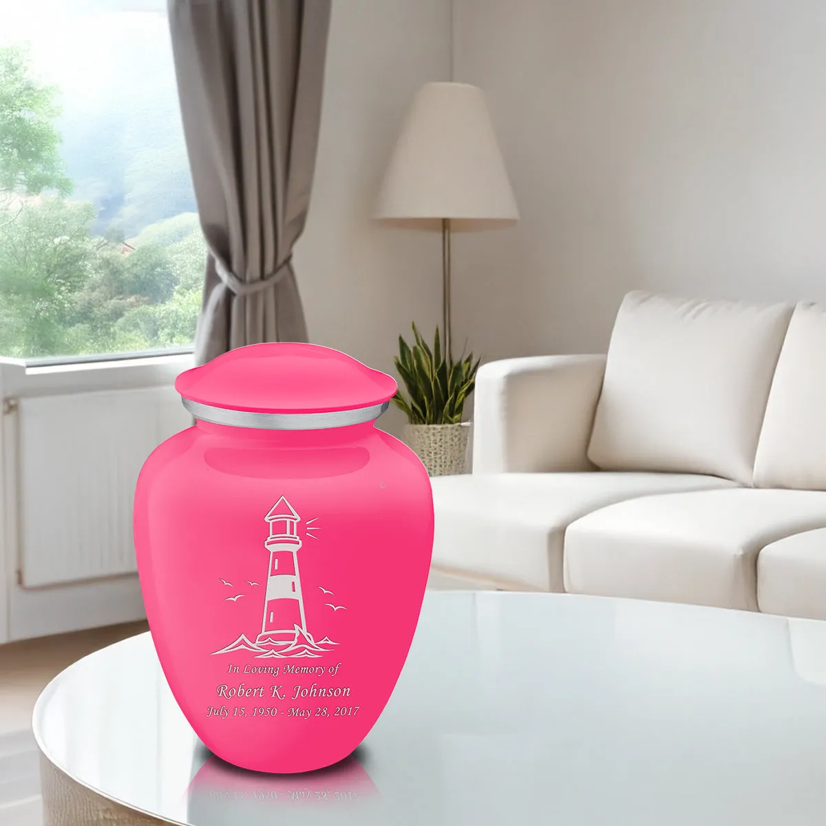 Adult Embrace Bright Pink Lighthouse Cremation Urn
