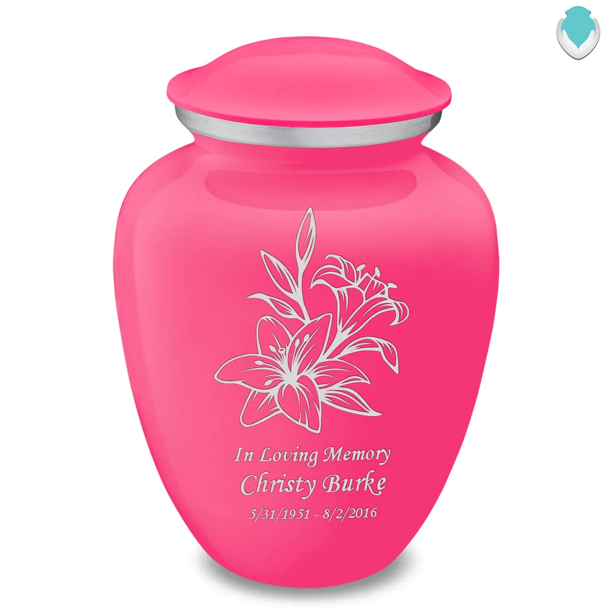 Adult Embrace Bright Pink Lily Cremation Urn