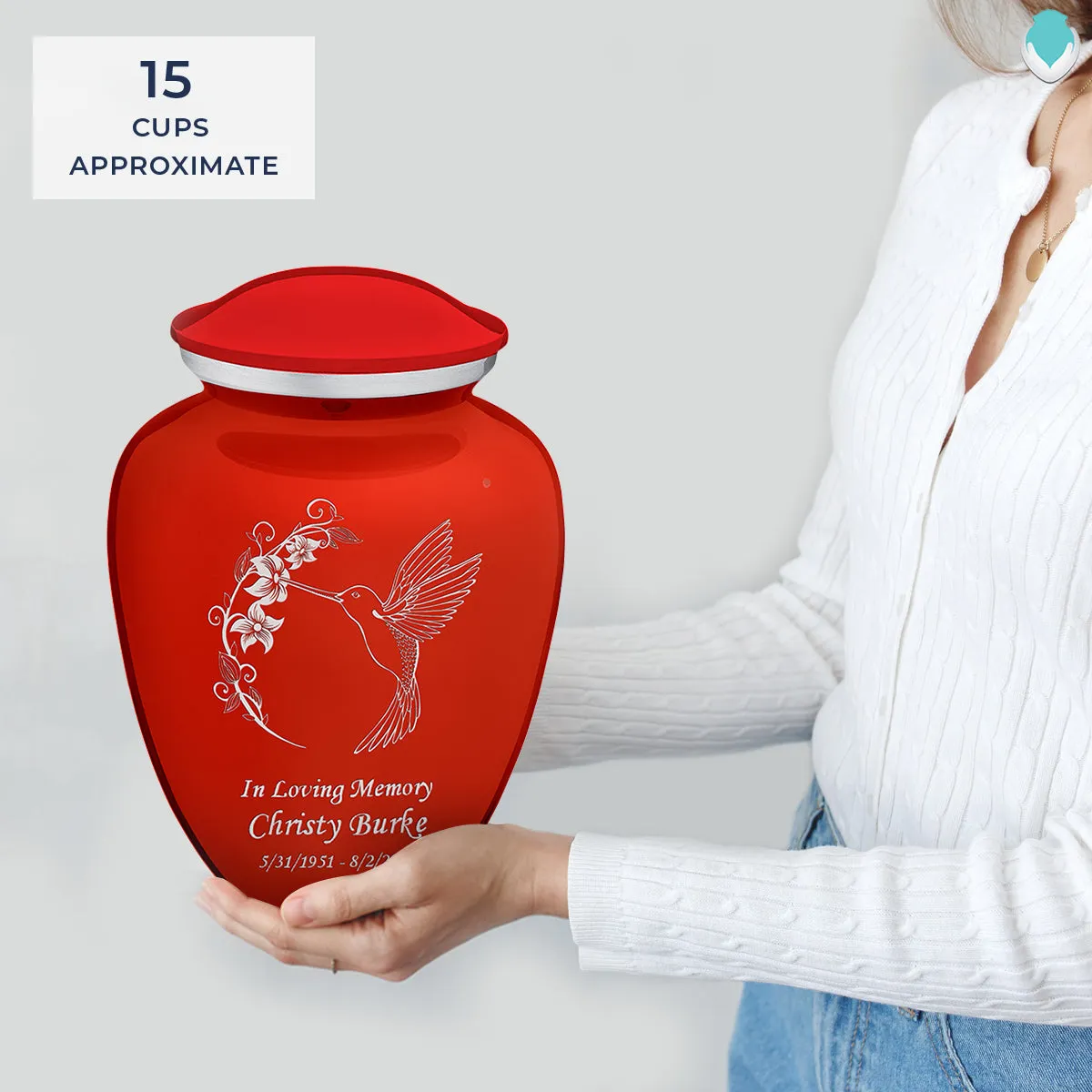 Adult Embrace Bright Red Hummingbird Cremation Urn
