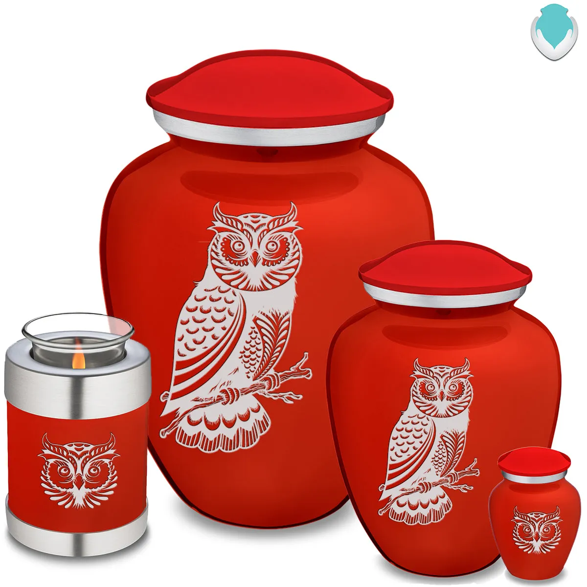 Adult Embrace Bright Red Owl Cremation Urn