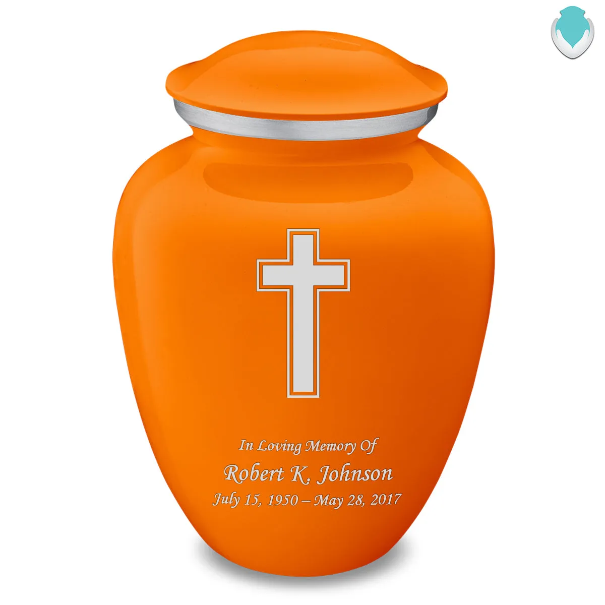 Adult Embrace Burnt Orange Simple Cross Cremation Urn