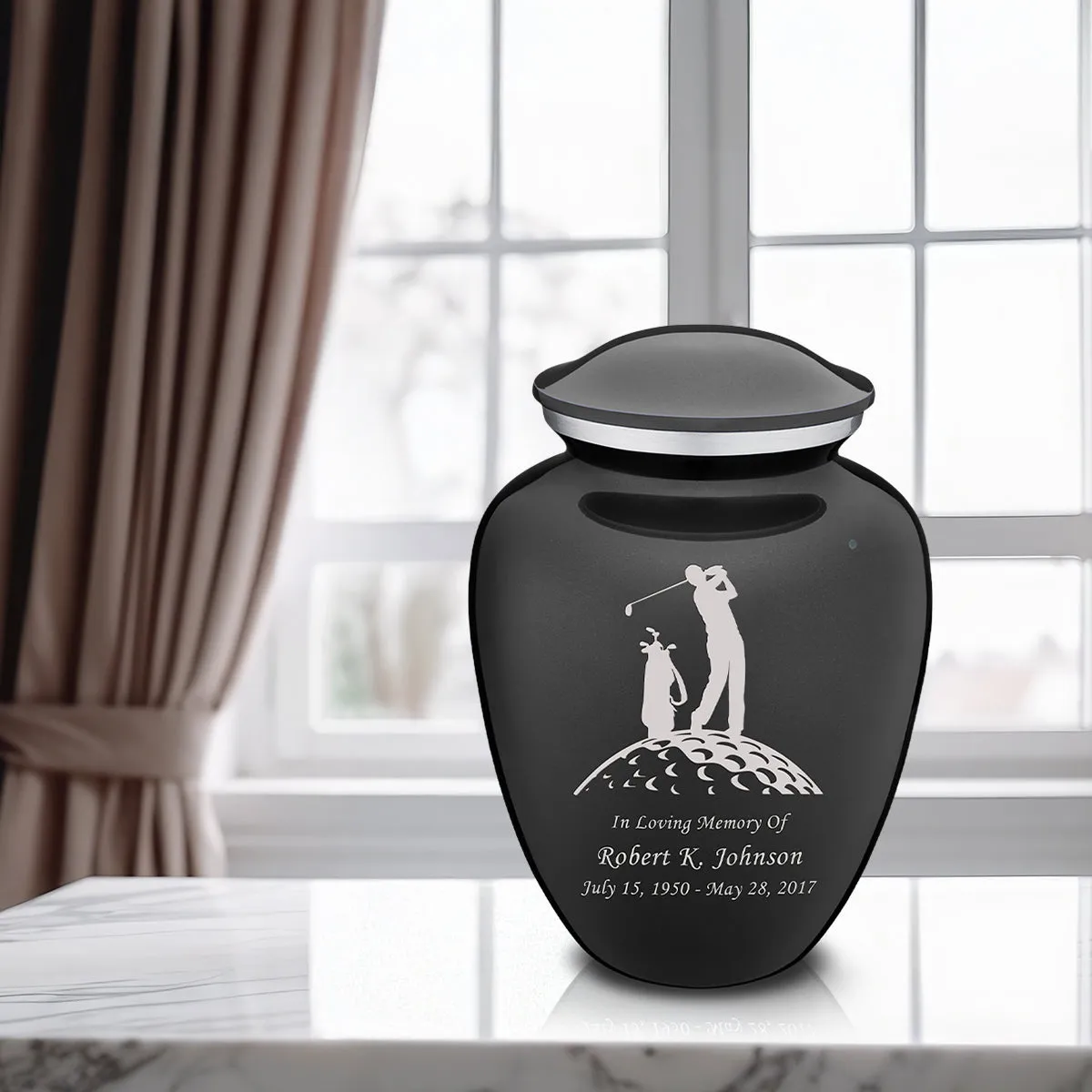 Adult Embrace Charcoal Golfer Cremation Urn