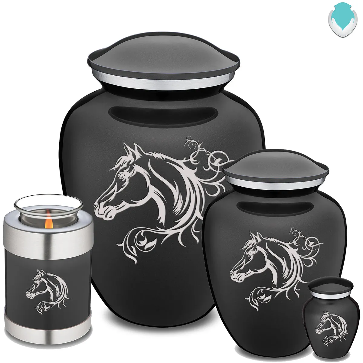 Adult Embrace Charcoal Horse Cremation Urn