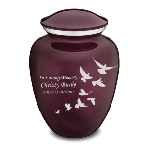 Adult Embrace Cherry Purple Doves Cremation Urn