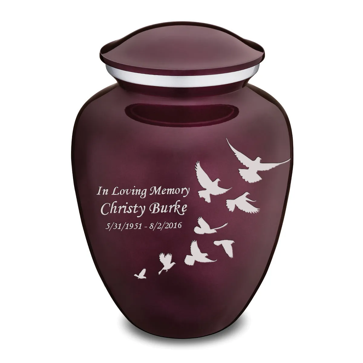 Adult Embrace Cherry Purple Doves Cremation Urn