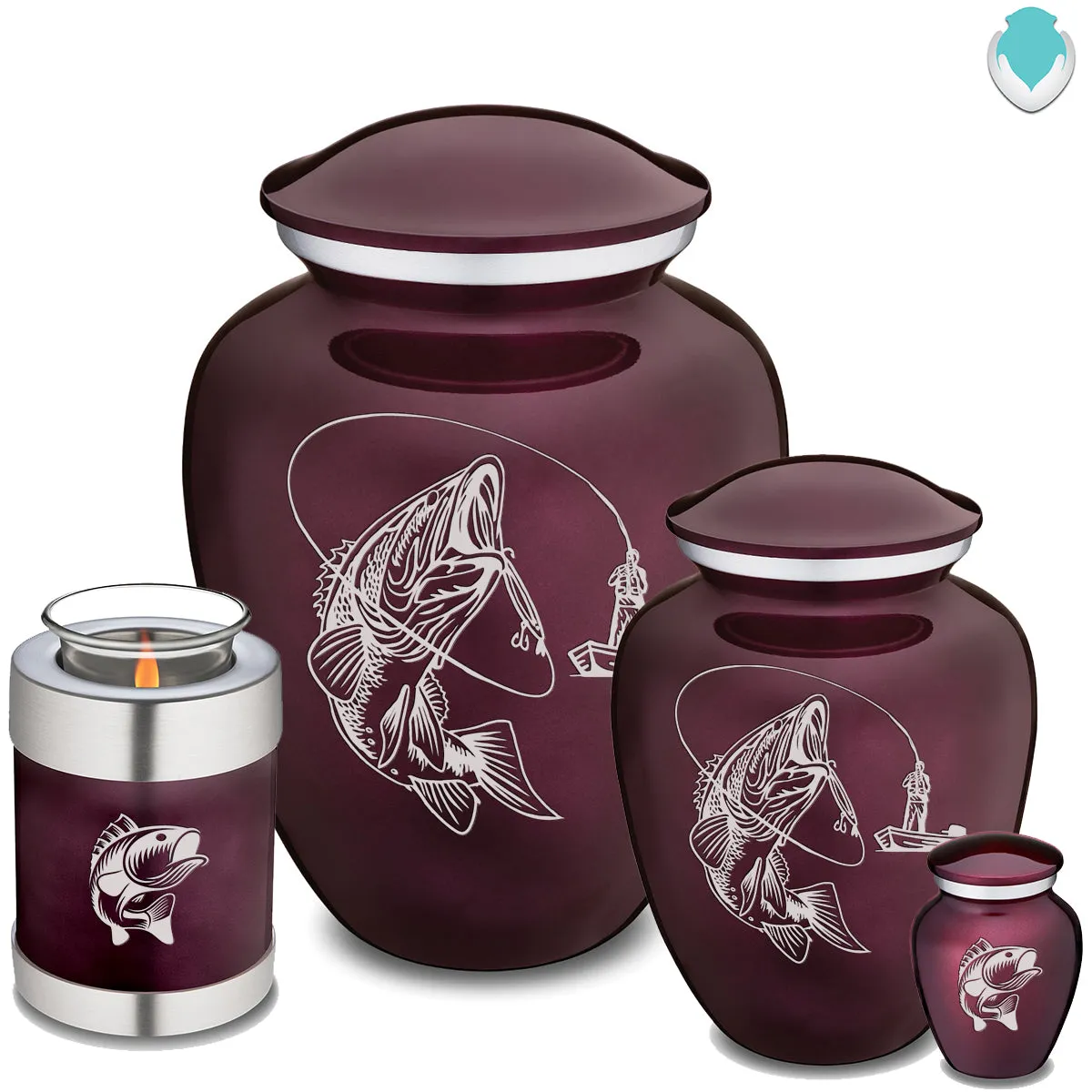 Adult Embrace Cherry Purple Fishing Cremation Urn