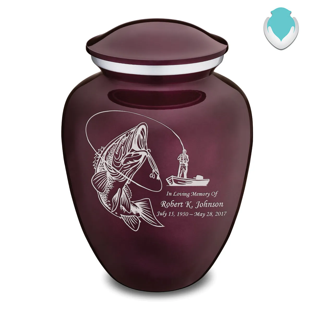 Adult Embrace Cherry Purple Fishing Cremation Urn