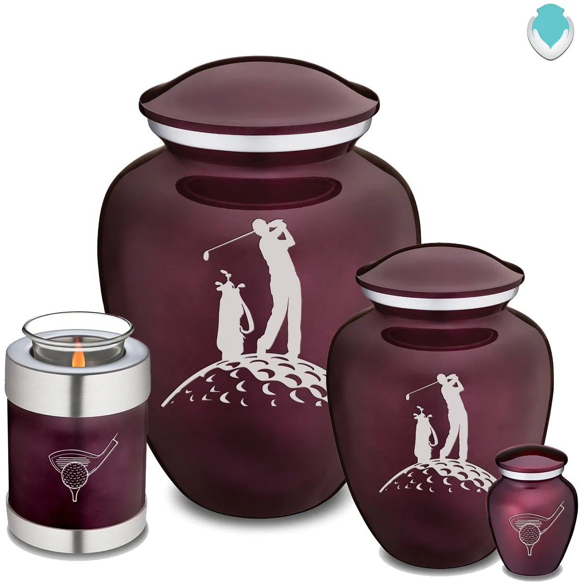 Adult Embrace Cherry Purple Golfer Cremation Urn