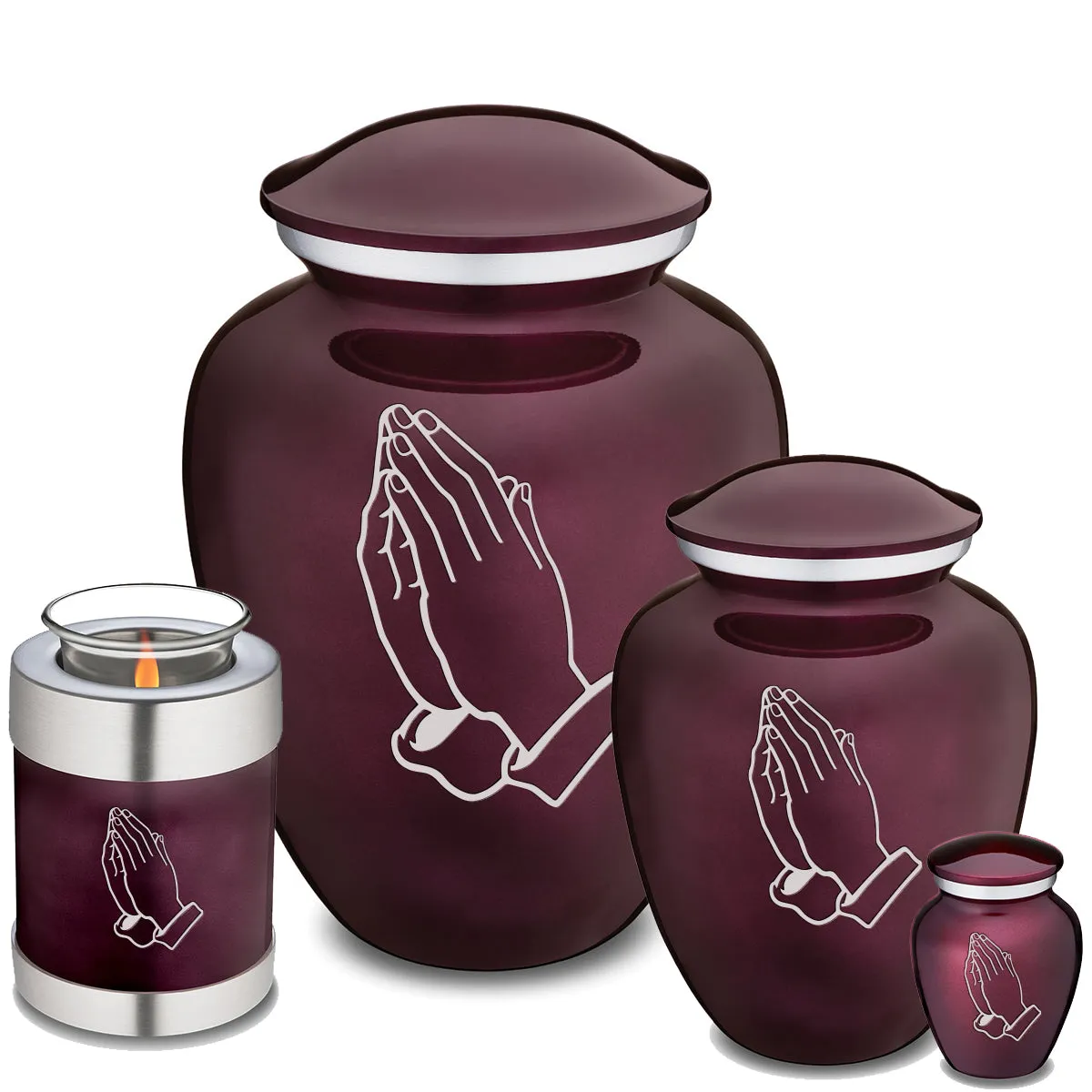 Adult Embrace Cherry Purple Praying Hands Cremation Urn