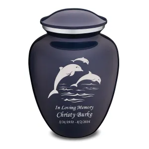 Adult Embrace Cobalt Blue Dolphins Cremation Urn