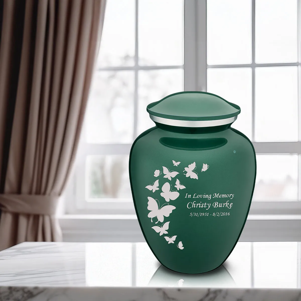 Adult Embrace Green Butterfly Cremation Urn