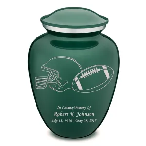 Adult Embrace Green Football Cremation Urn