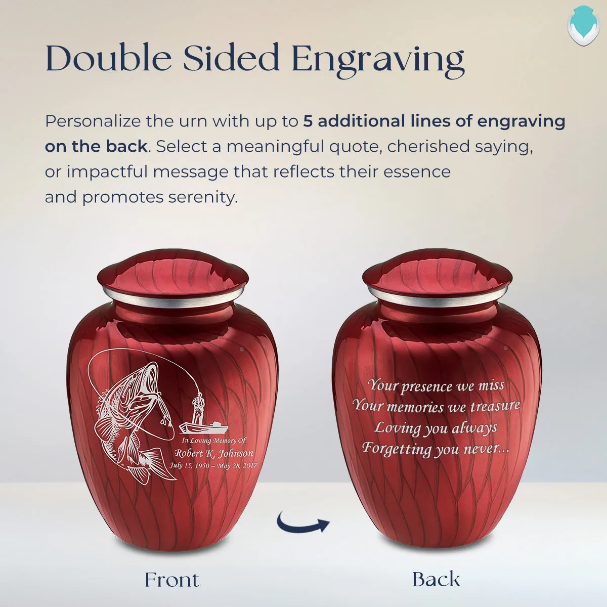 Adult Embrace Pearl Candy Red Fishing Cremation Urn