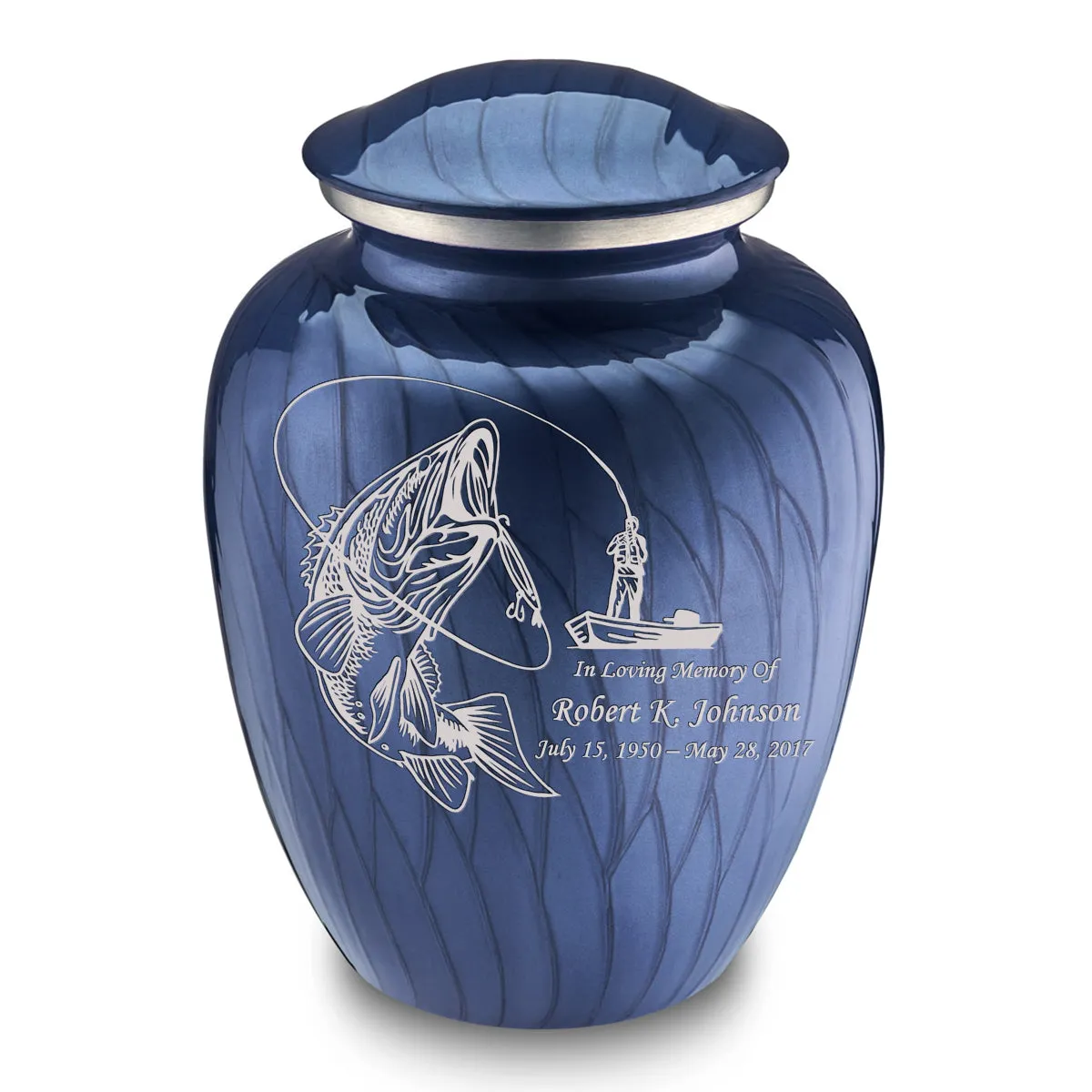 Adult Embrace Pearl Cobalt Blue Fishing Cremation Urn