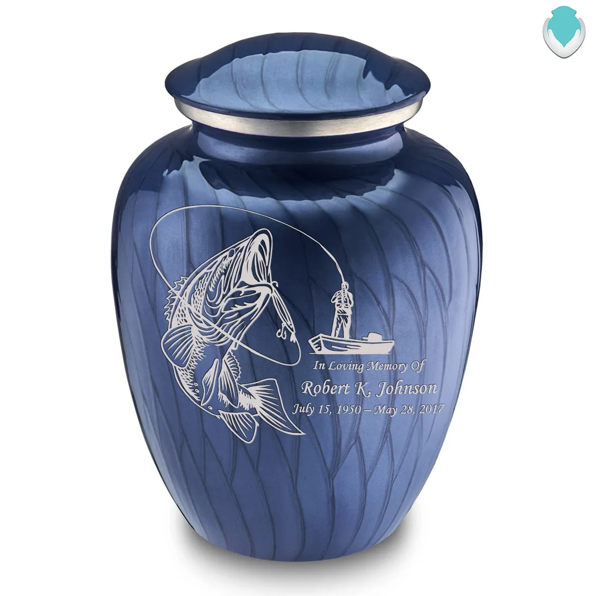 Adult Embrace Pearl Cobalt Blue Fishing Cremation Urn