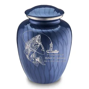 Adult Embrace Pearl Cobalt Blue Fishing Cremation Urn