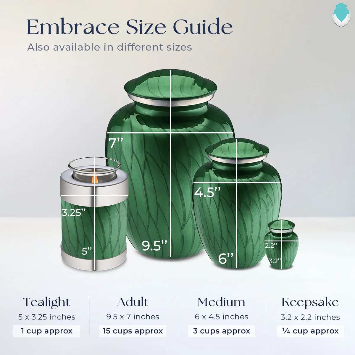Adult Embrace Pearl Green Angel Cremation Urn