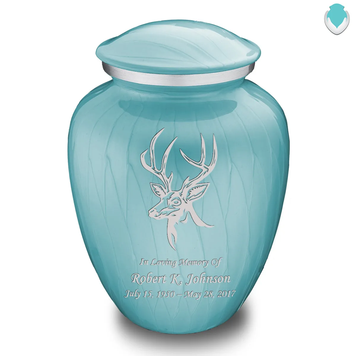 Adult Embrace Pearl Light Blue Deer Cremation Urn