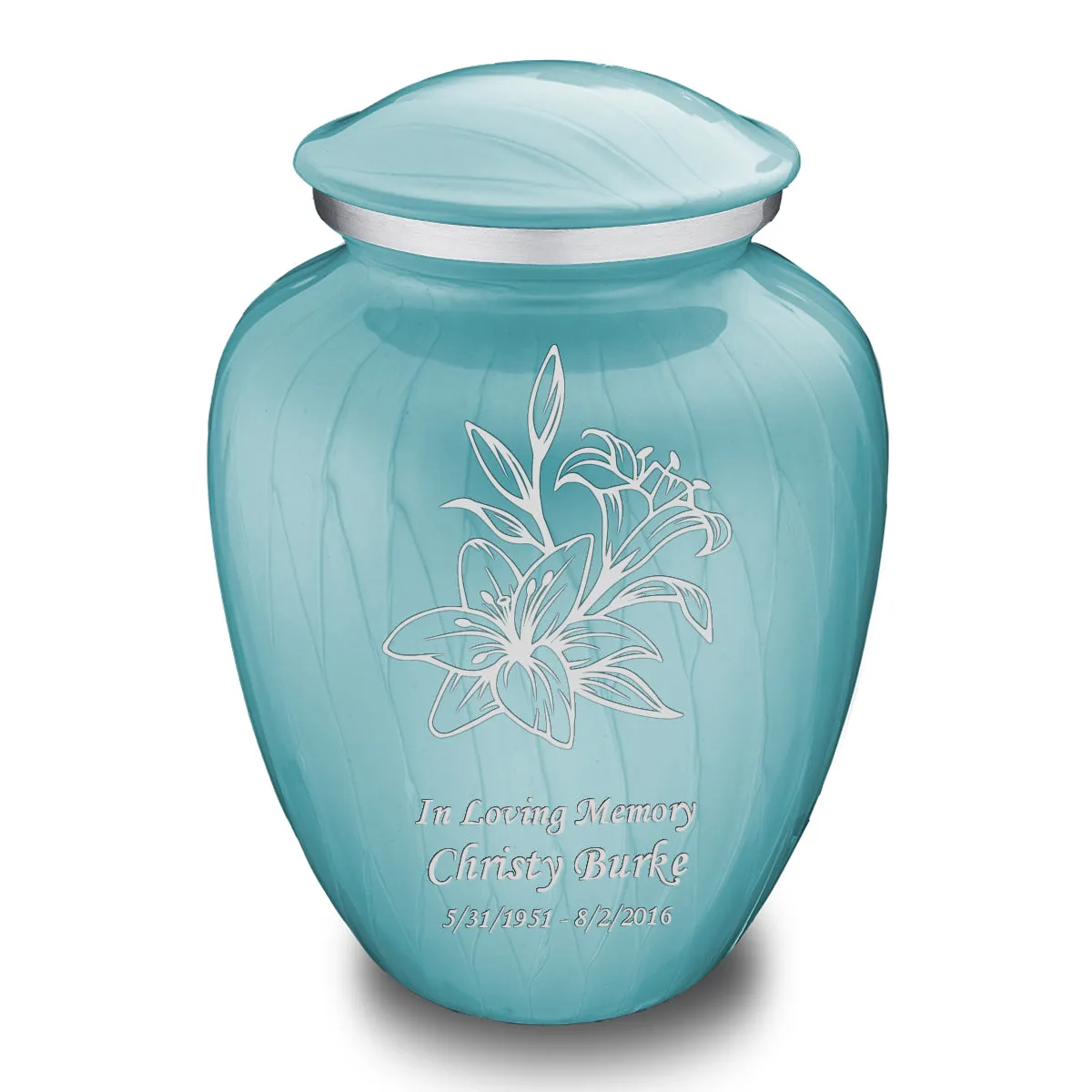 Adult Embrace Pearl Light Blue Lily Cremation Urn