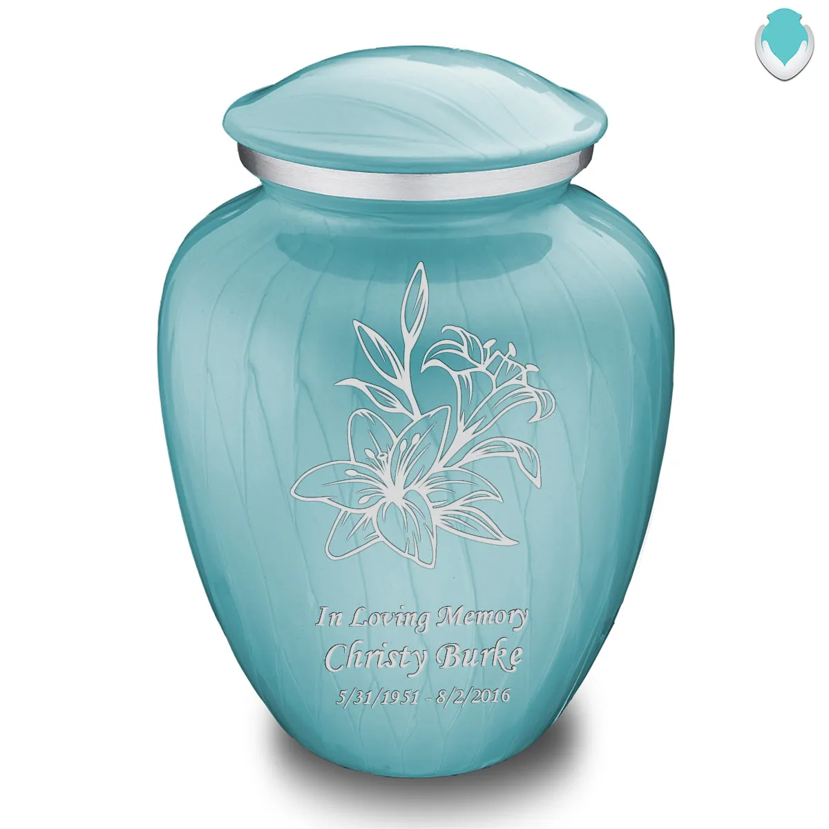 Adult Embrace Pearl Light Blue Lily Cremation Urn
