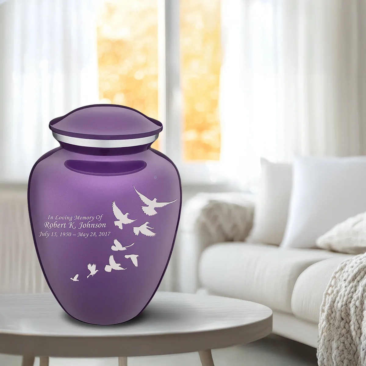 Adult Embrace Purple Doves Cremation Urn
