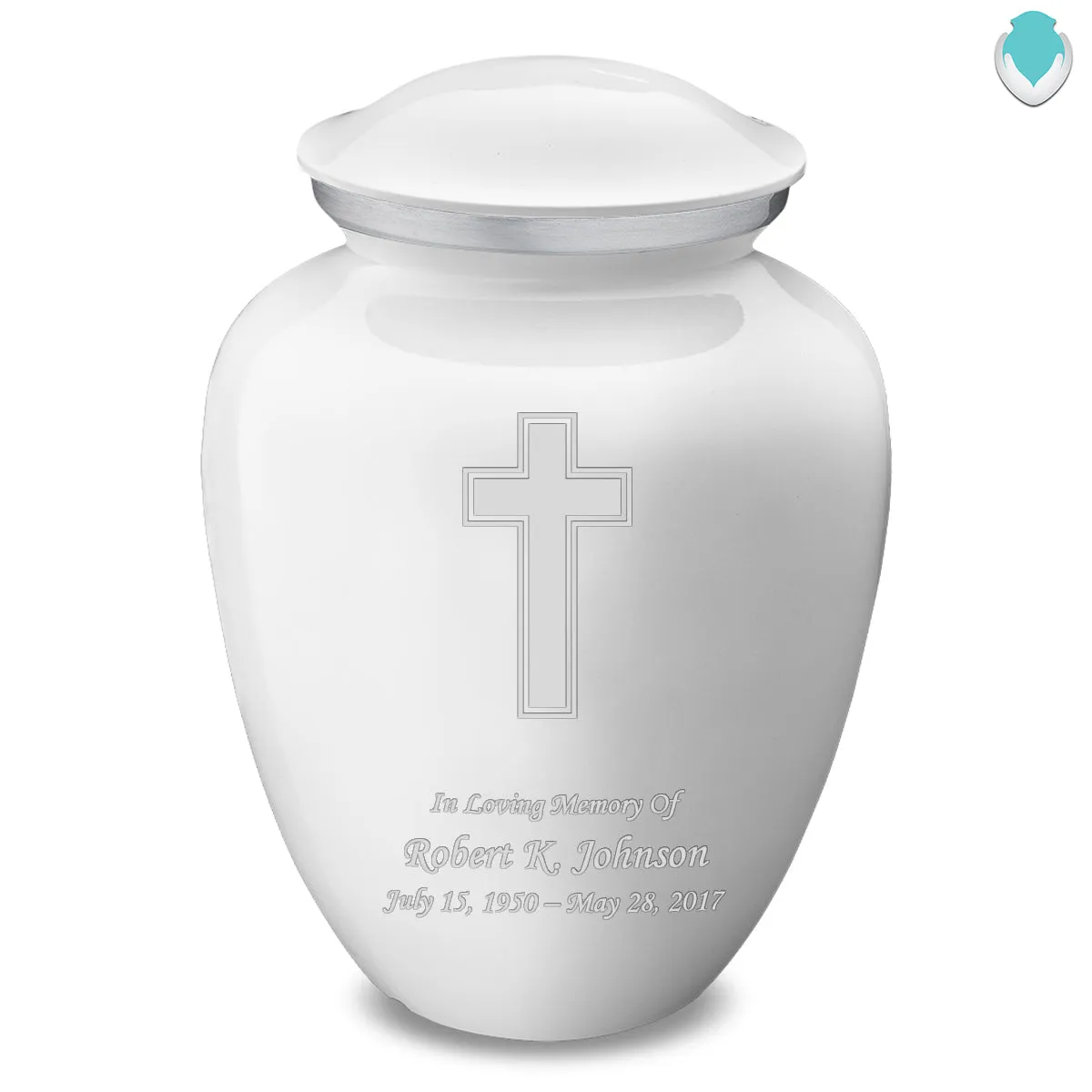 Adult Embrace White Simple Cross Cremation Urn
