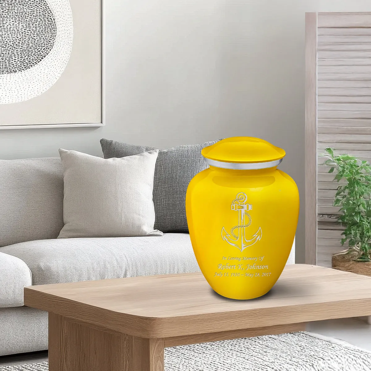 Adult Embrace Yellow Anchor Cremation Urn