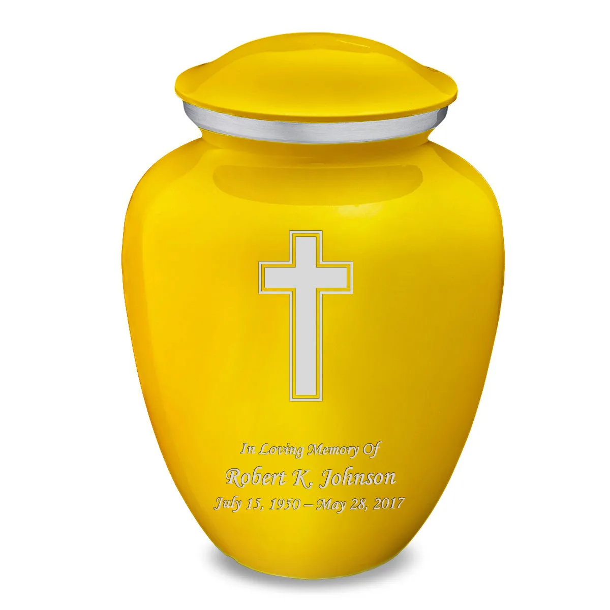 Adult Embrace Yellow Simple Cross Cremation Urn