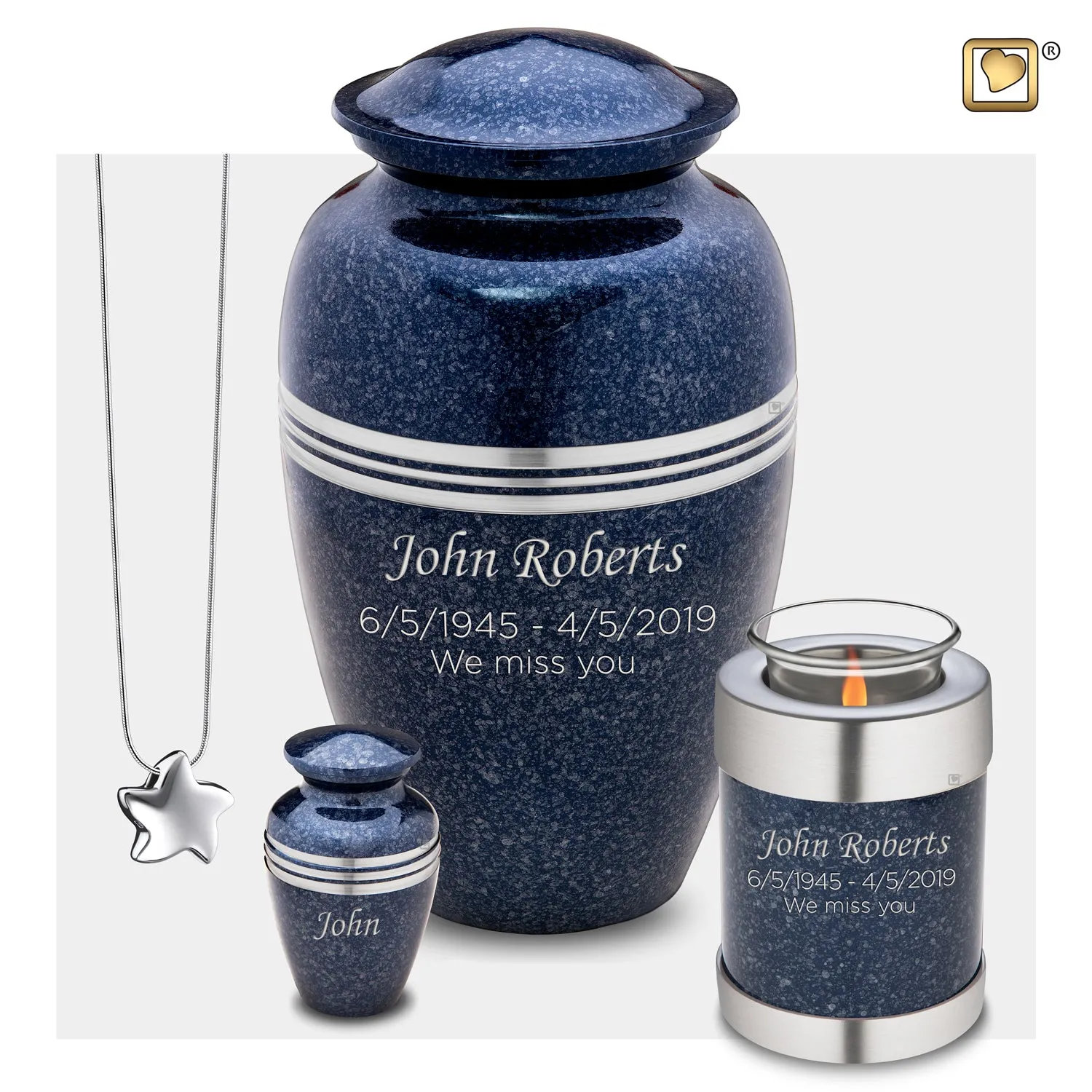 Adult Speckled Indigo Cremation Urn