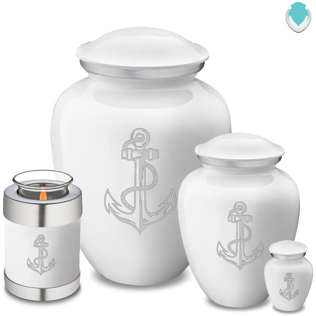 Adult White Embrace Anchor Cremation Urn