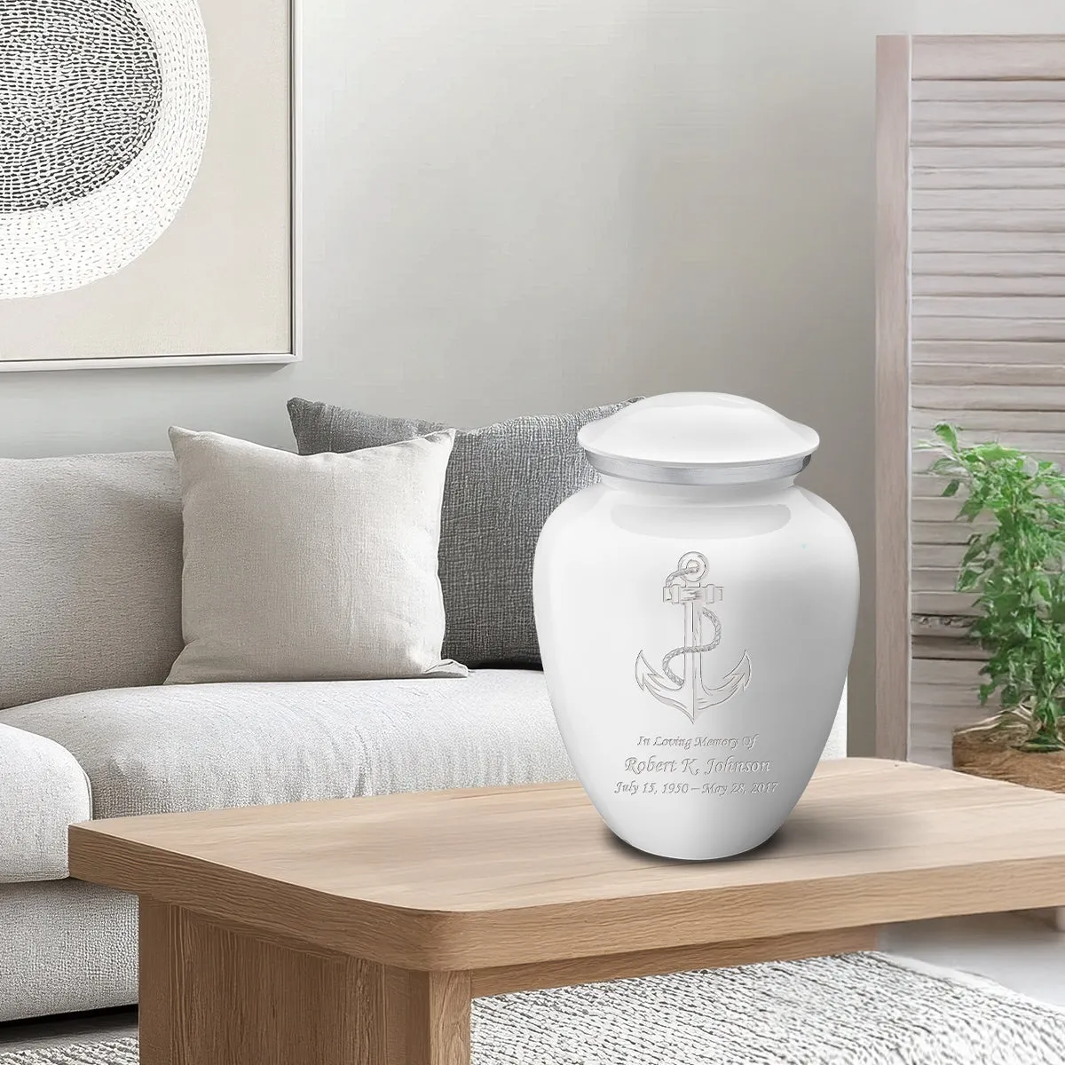 Adult White Embrace Anchor Cremation Urn
