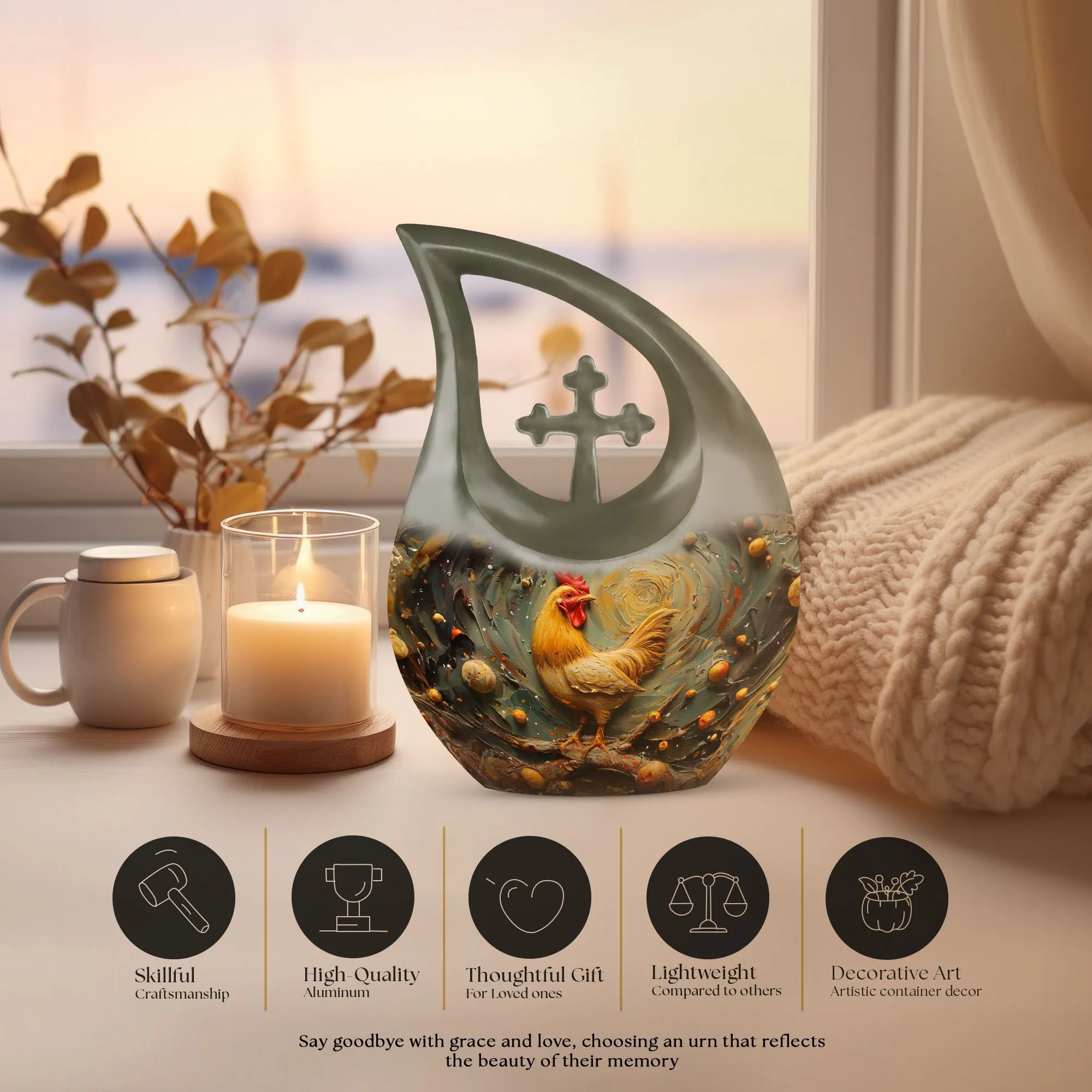 Affordable Chicken small urn for cremated remains Small mini urn