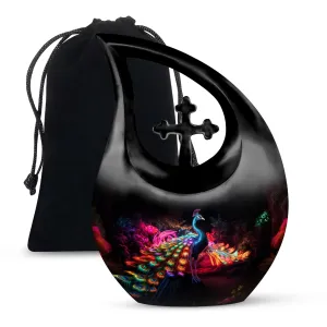 Affordable Peacock cremation urn for large adults